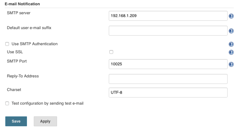 Jenkins - Mailserver configuration