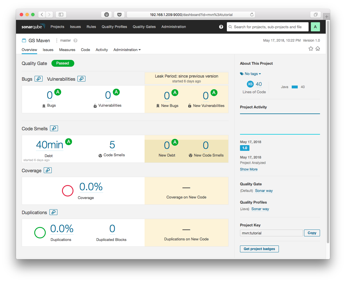 SonarQube - Quelity Gate: Passed.